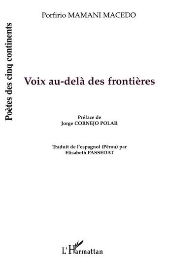 Couverture du livre « Voix au-dela des frontieres » de Porfirio Mamani Macedo aux éditions L'harmattan