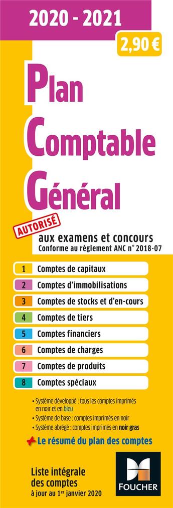 Couverture du livre « Plan comptable général ; PCG (édition 2020/2021) » de  aux éditions Foucher