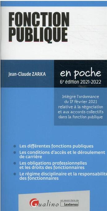 Couverture du livre « Fonction publique (édition 2021/2022) » de Jean-Claude Zarka aux éditions Gualino