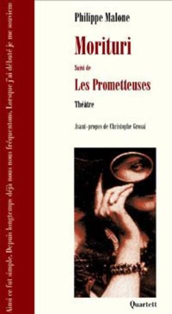 Couverture du livre « Morituri ; les prometteuses » de Philippe Malone aux éditions Quartett