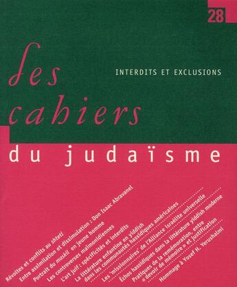 Couverture du livre « LES CAHIERS DU JUDAISME t.28 ; interdits et exclusions » de  aux éditions Eclat