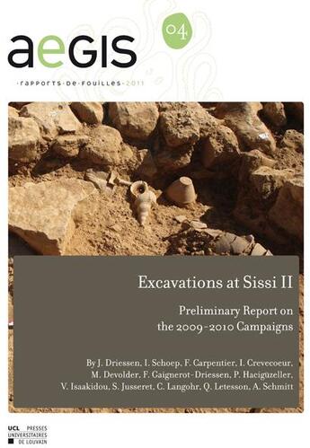 Couverture du livre « Excavations At Sissi Ii Aegis 4 (2009-2010) » de  aux éditions Pu De Louvain