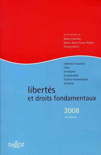 Couverture du livre « Libertés et droits fondamentaux (14e édition) » de R Cabrillac et R Frison aux éditions Dalloz