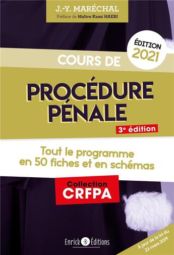 Couverture du livre « Cous de procédure pénale » de Jean-Yves Maréchal aux éditions Enrick B.