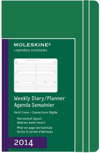 Couverture du livre « Agenda journalier 2014 grand format vert couverture rigide » de Moleskine aux éditions Moleskine Papet