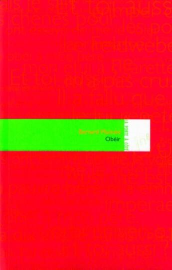 Couverture du livre « Obéir » de Bernard Manciet aux éditions Editions In8