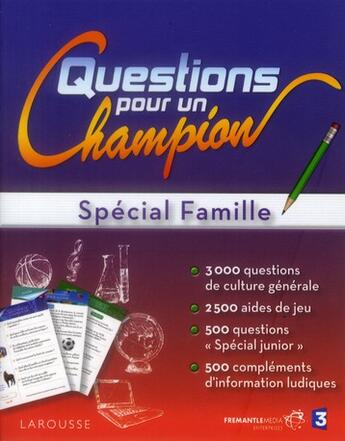 Couverture du livre « Grand test ; questions pour un champion ; spécial famille » de  aux éditions Larousse