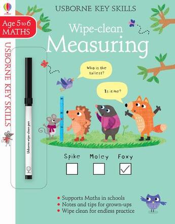 Couverture du livre « Wipe-clean : measuring ; maths ; age 5 to 6 » de Holly Bathie et Maddie Frost aux éditions Usborne
