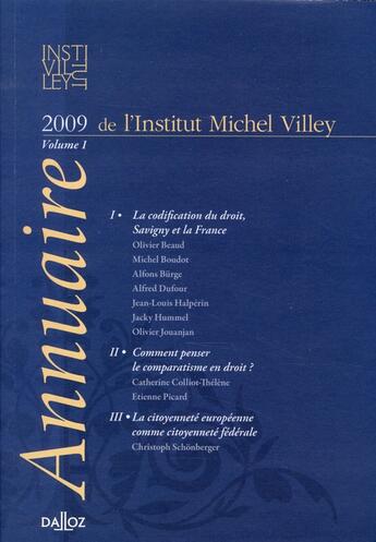Couverture du livre « L'annuaire de l'institut Michel Villey t.1 » de  aux éditions Dalloz
