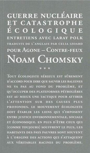 Couverture du livre « La guerre nucléaire et catastrophes environnementales » de Noam Chomsky aux éditions Agone