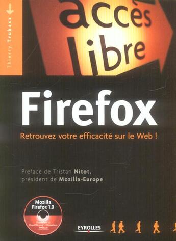 Couverture du livre « Firefox : Retrouvez votre efficacité sur le Web ! » de Thierry Trubacz aux éditions Eyrolles