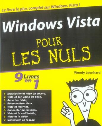 Couverture du livre « Windows vista 9 en 1 pour les nuls » de Woody Leonhard aux éditions First Interactive