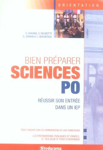 Couverture du livre « Bien preparer sciences po (4e édition) » de Chavane V. aux éditions Studyrama