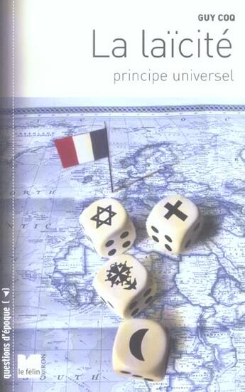 Couverture du livre « La laicite principe universel » de Coq G aux éditions Felin
