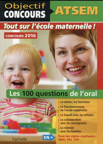 Couverture du livre « ATSEM ; 100 questions réponses pour l'oral » de Thierry Vasse aux éditions Hachette Education