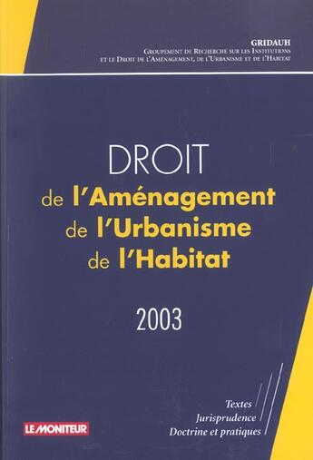 Couverture du livre « Droit amenagement urba n 7 » de Gridauh aux éditions Le Moniteur