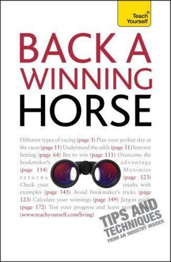Couverture du livre « Back A Winning Horse: Teach Yourself » de Levez Belinda aux éditions Hodder Education Digital