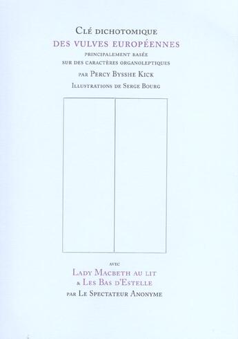Couverture du livre « Cle dichotomique des vulves europeennes » de Kick Percy B. aux éditions Elisabeth Brunet