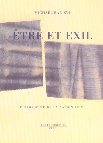 Couverture du livre « Etre et exil » de Bar Zvi M aux éditions Cerf