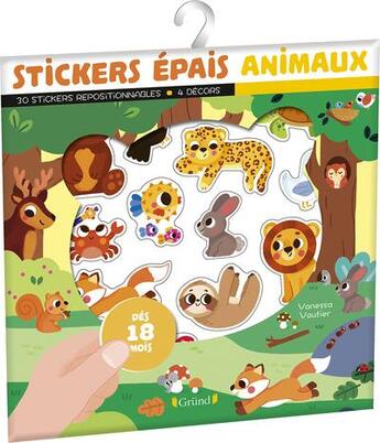 Couverture du livre « Stickers epais - animaux » de Vautier Vanessa aux éditions Grund