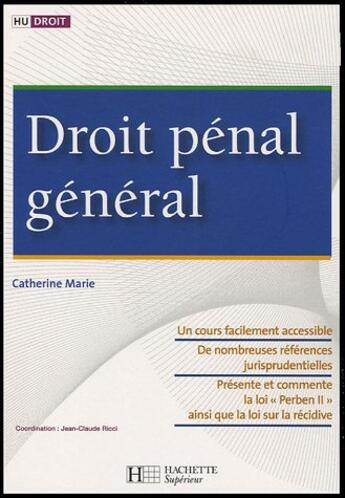 Couverture du livre « Droit Penal General » de Marie-C aux éditions Hachette Education