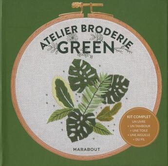 Couverture du livre « Kit prêt à broder ; atelier broderie green » de  aux éditions Marabout
