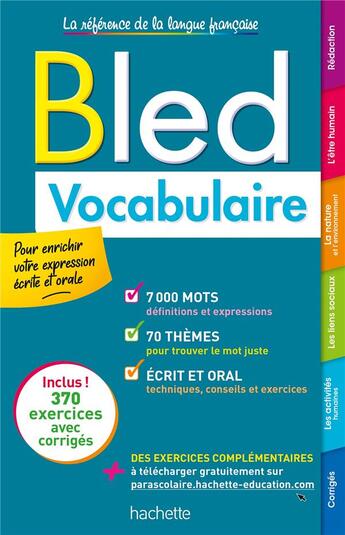 Couverture du livre « BLED ; vocabulaire » de Daniel Berlion et A.L. Chat et R Lequeux aux éditions Hachette Education