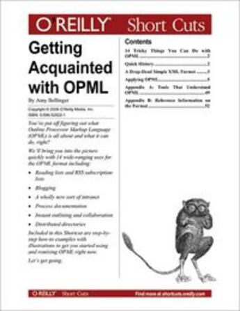 Couverture du livre « Getting Acquainted with OPML » de Amy Bellinger aux éditions O Reilly
