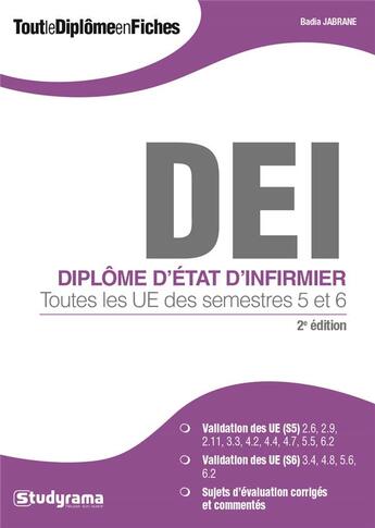 Couverture du livre « DEI ; diplôme d'Etat d'infirmier ; toutes les UE des semestres 5 et 6 (2e édition) » de Badia Jabrane aux éditions Studyrama