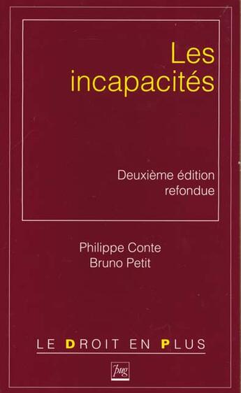 Couverture du livre « Incapacites (les) » de Conte P aux éditions Pu De Grenoble