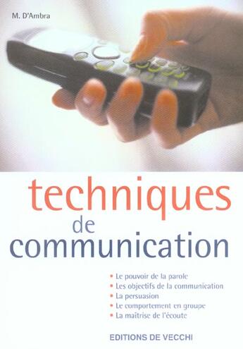 Couverture du livre « Techniques de communication » de M D' Ambra aux éditions De Vecchi