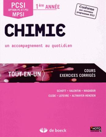 Couverture du livre « Chimie PCSI 1ère année tout-en-un » de  aux éditions De Boeck Superieur
