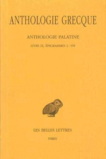 Couverture du livre « Anthologie grecque t.7 : L9 » de  aux éditions Belles Lettres