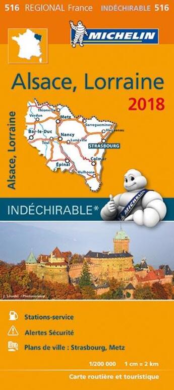 Couverture du livre « Carte regionale 516 alsace lorraine 2018 » de Collectif Michelin aux éditions Michelin
