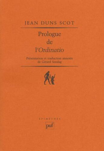 Couverture du livre « Prologue de l'ordinatio » de Jean Duns Scot aux éditions Puf