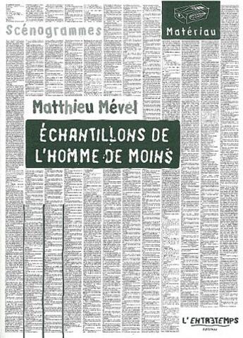 Couverture du livre « Échantillons de l'homme de moins » de Matthieu Mevel aux éditions L'entretemps