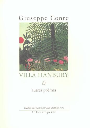 Couverture du livre « Villa hanbury- » de Giuseppe Conte aux éditions Escampette