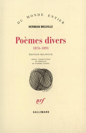 Couverture du livre « Poemes Divers » de Herman Melville aux éditions Gallimard