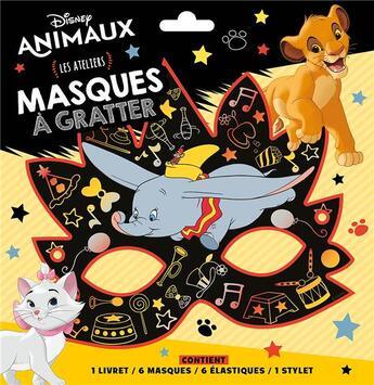 Couverture du livre « Les ateliers Disney ; animaux ; masques à gratter » de Disney aux éditions Disney Hachette