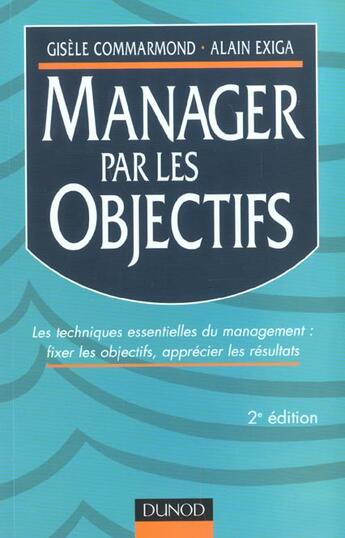 Couverture du livre « Manager Par Les Objectifs ; 2e Edition » de Alain Exiga et Commarmond aux éditions Dunod