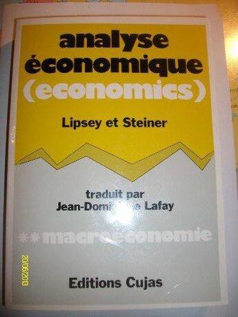 Couverture du livre « Analyse economique » de Lipsey aux éditions Cujas