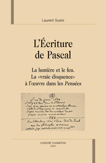 Couverture du livre « L'écriture de Pascal ; la lumière et le feu ; la 