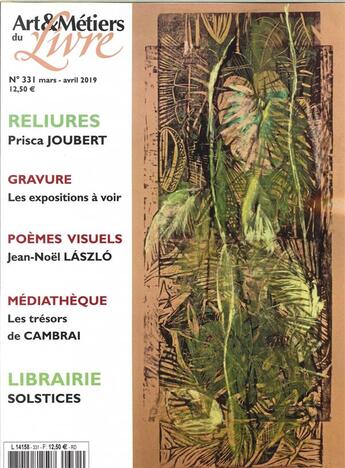 Couverture du livre « Art et metiers du livre n 331 prisca joubert - mars 2019 » de  aux éditions Art Et Metiers Du Livre
