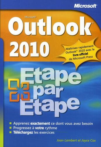 Couverture du livre « Outlook 2010 ; édition 2010 » de Joan Preppernau et Joyce Cox aux éditions Microsoft Press