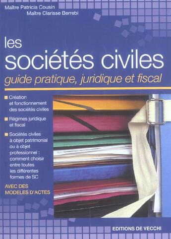 Couverture du livre « Societes civiles (les) » de Cousin aux éditions De Vecchi