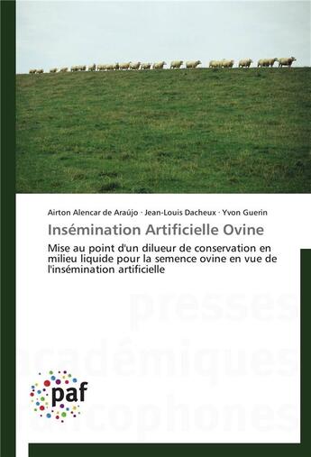 Couverture du livre « Insemination artificielle ovine » de  aux éditions Presses Academiques Francophones