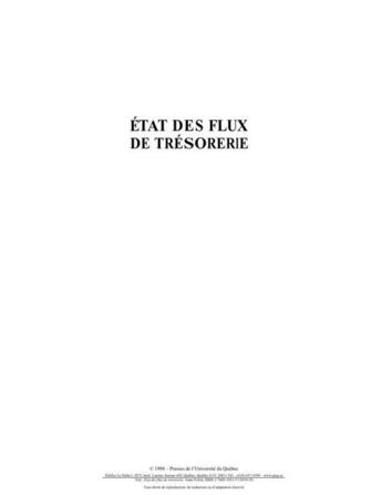 Couverture du livre « État des flux de trésorerie » de Anne Fortin aux éditions Presses De L'universite Du Quebec
