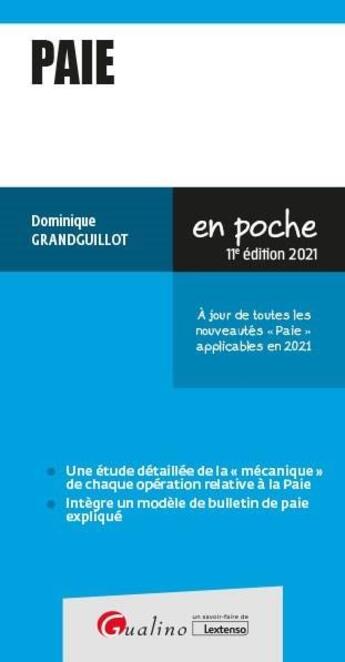 Couverture du livre « Paie (édition 2021) » de Dominique Grandguillot aux éditions Gualino
