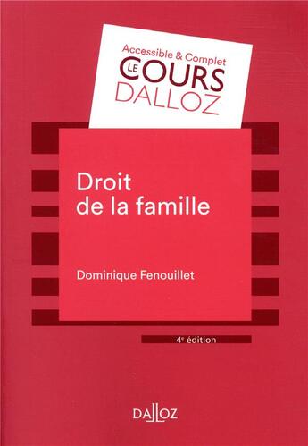 Couverture du livre « Droit de la famille (édition 2018) » de Dominique Fenouillet aux éditions Dalloz