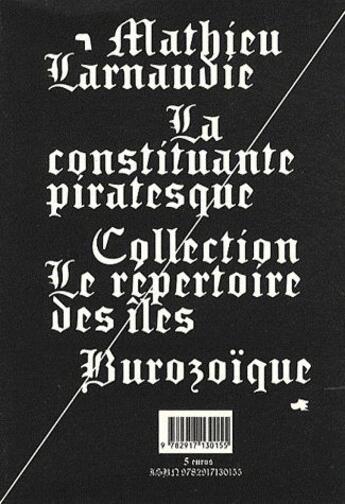 Couverture du livre « La constituante piratesque » de Mathieu Larnaudie aux éditions Burozoique